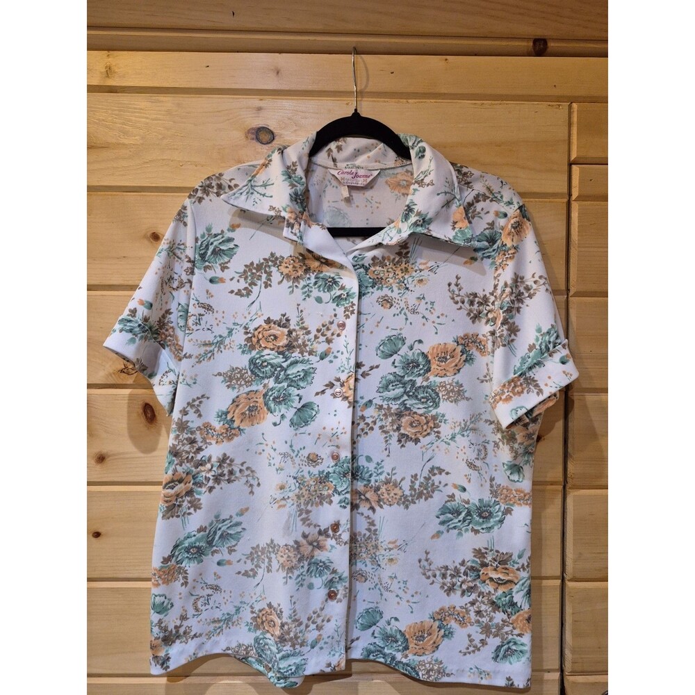 Vintage Floral Women's Button Up Short Sleeve Blouse